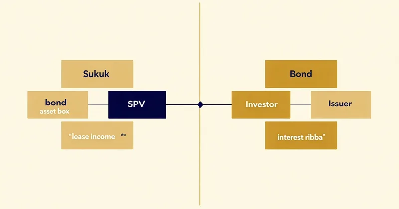 Sukuk certificate structure diagram compared to conventional bond