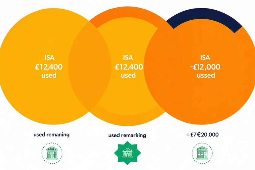 ISA allowance tracker showing £12,400 used of £20,000 annual limit